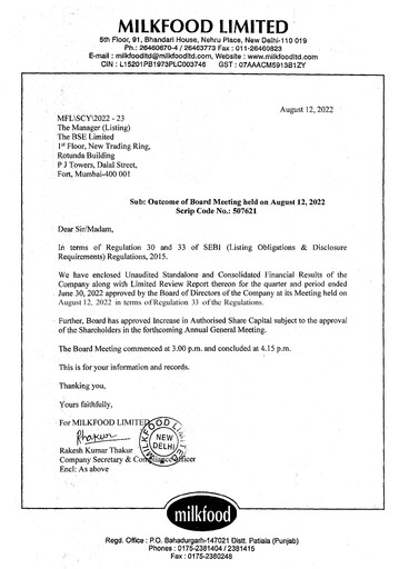 Thumbnail Milkfood Limited Quarterly Report 2022-q2