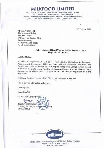 Thumbnail Milkfood Limited Quarterly Report 2023-q2