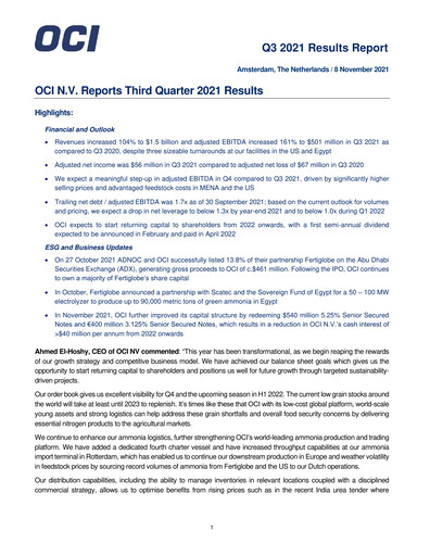 Thumbnail OCI Quarterly Report 2021-q3