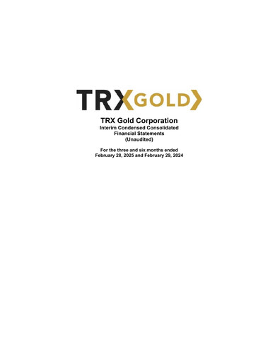 Miniature Tanzanian Gold Corporation Rapport trimestriel 2025-q2