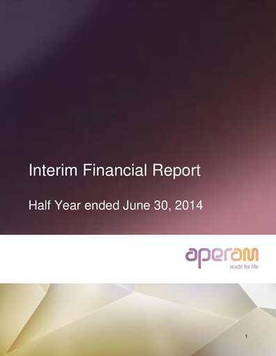 Thumbnail Aperam Half-year Report 2014
