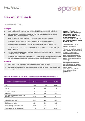 Thumbnail Aperam Quarterly Report 2017-q1