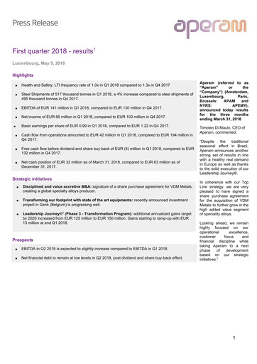 Thumbnail Aperam Quarterly Report 2018-q1