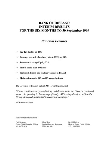 Thumbnail Bank of Ireland Group Half-year Report 1999-h1