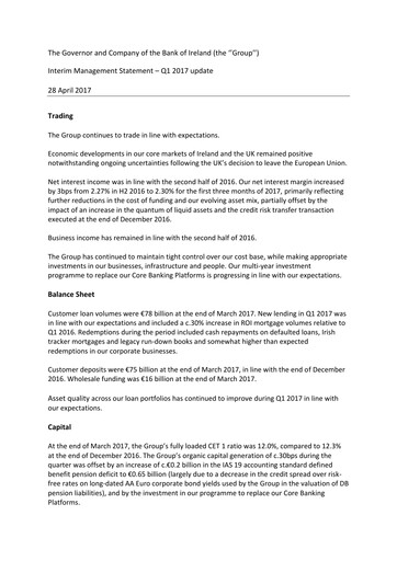 Thumbnail Bank of Ireland Group Quarterly Report 2017-q1