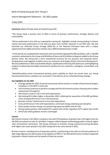 Thumbnail Bank of Ireland Group Quarterly Report 2023-q1