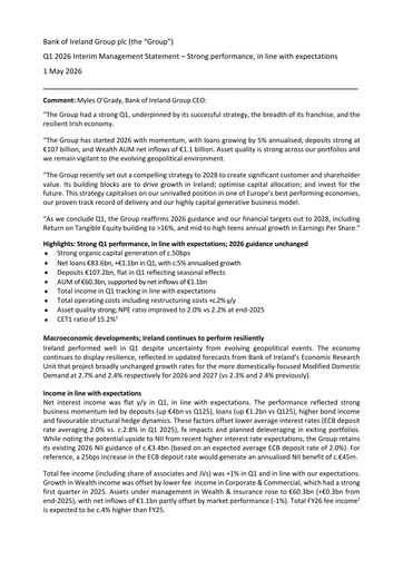 Thumbnail Bank of Ireland Group Quarterly Report 2026-q1