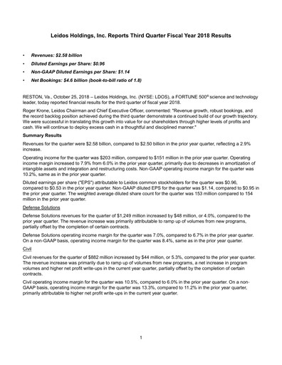 Thumbnail Leidos Quarterly Report 2018-q3