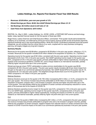 Thumbnail Leidos Quarterly Report 2020-q1