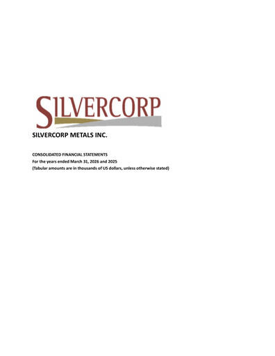 Thumbnail Silvercorp Metals
 Financial Statement fy2026