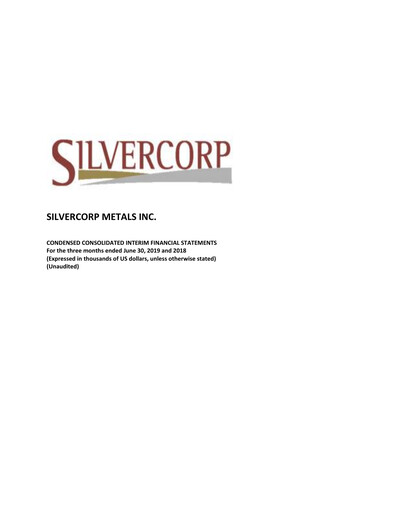 Thumbnail Silvercorp Metals
 Quarterly Report fy2020-q1
