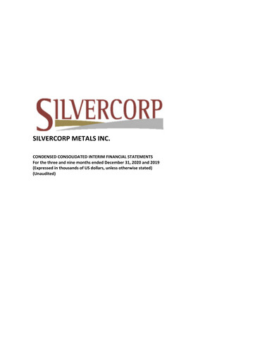 Thumbnail Silvercorp Metals
 Quarterly Report fy2021-q3