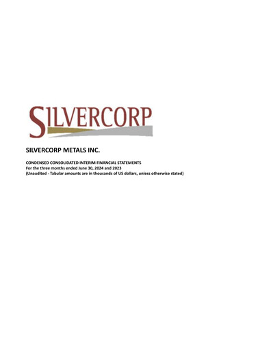 Thumbnail Silvercorp Metals
 Quarterly Report fy2025-q1