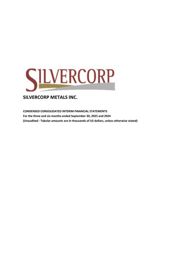 Thumbnail Silvercorp Metals
 Quarterly Report fy2026-q2