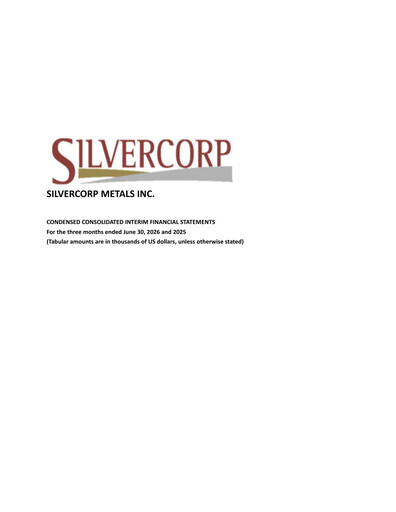 Miniature Silvercorp Metals
 Rapport trimestriel fy2027-q1