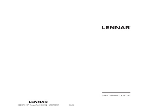 Thumbnail Lennar Annual Report 2007