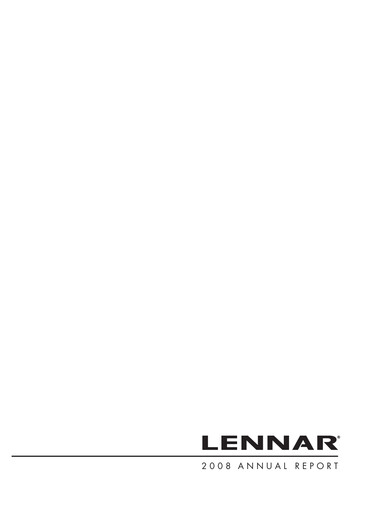 Thumbnail Lennar Annual Report 2008