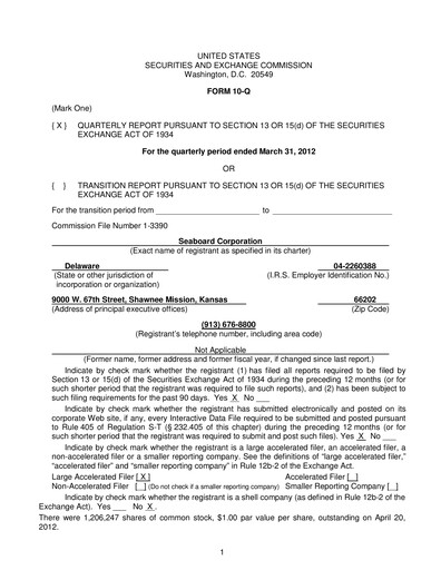 Thumbnail Seaboard Corporation Quarterly Report 2012-q1