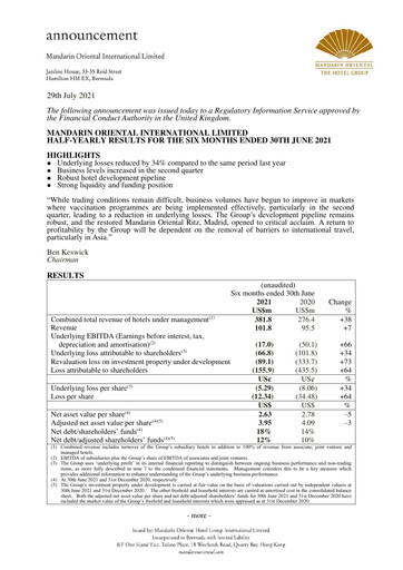 Thumbnail Mandarin Oriental Half-year Report 2021-h1