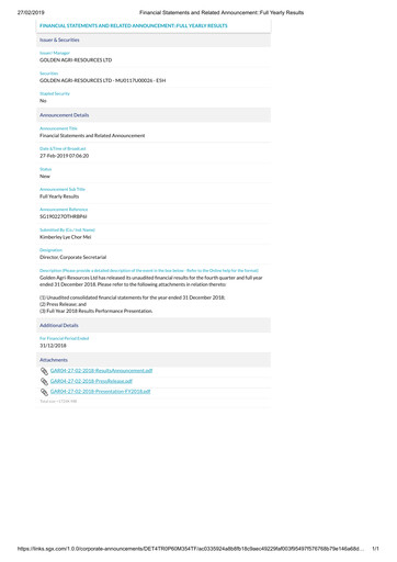Thumbnail Golden Agri-Resources Financial Statement 2018
