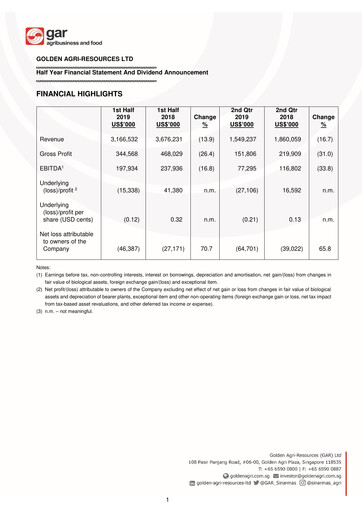 Thumbnail Golden Agri-Resources Half-year Report 2019-h1