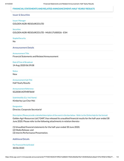 Thumbnail Golden Agri-Resources Half-year Report 2020-h1