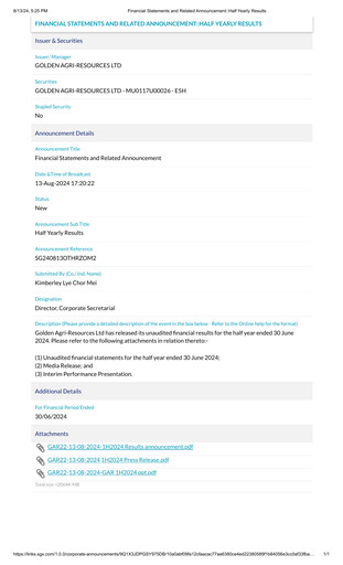 Thumbnail Golden Agri-Resources Half-year Report 2024-h1
