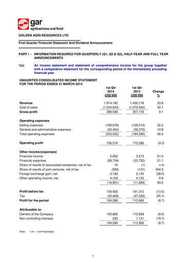 Thumbnail Golden Agri-Resources Quarterly Report 2014-q1