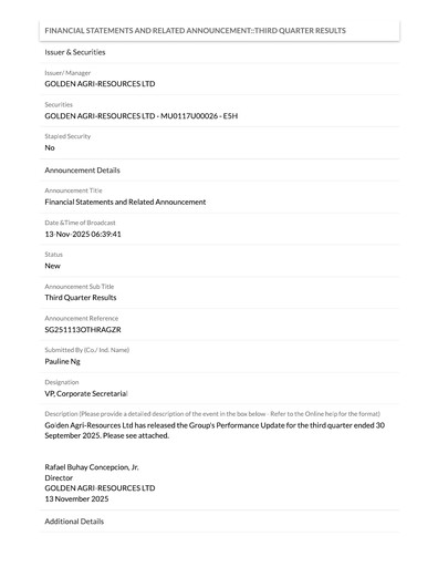 Thumbnail Golden Agri-Resources Quarterly Report 2025-q3