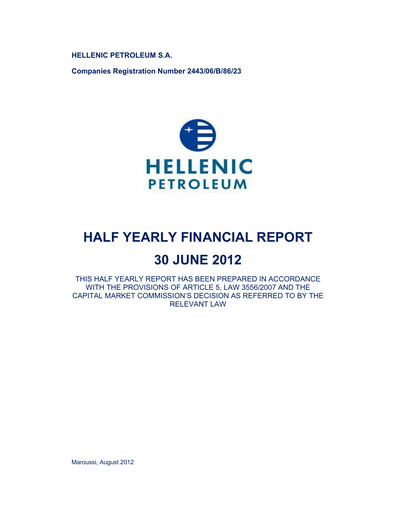 Miniature HELLENiQ ENERGY Rapport semestriel 2012-h1