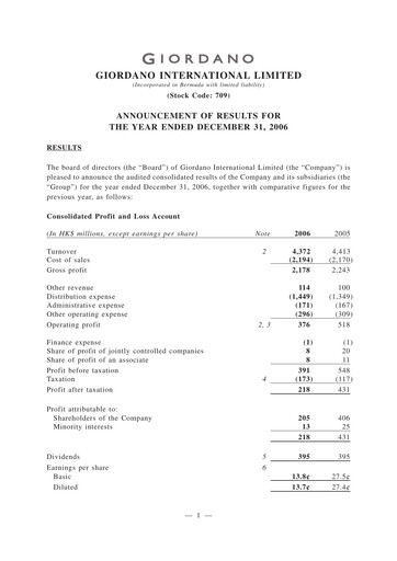 Thumbnail Giordano Financial Report 2006