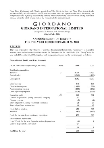 Thumbnail Giordano Financial Report 2008