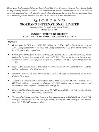 Thumbnail Giordano Financial Report 2018
