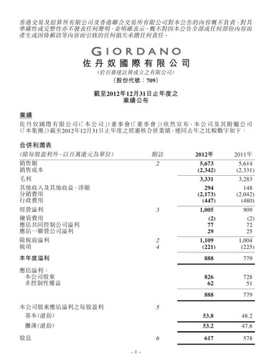 Thumbnail Giordano Financial Report 2012