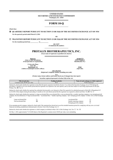 Thumbnail Protalix BioTherapeutics
 Quarterly Report 2024-q1
