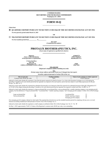 Thumbnail Protalix BioTherapeutics
 Quarterly Report 2025-q1