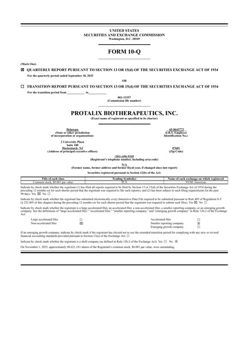 Thumbnail Protalix BioTherapeutics
 Quarterly Report 2025-q3
