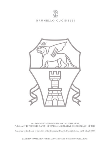 Thumbnail Brunello Cucinelli Sustainability Report 2022