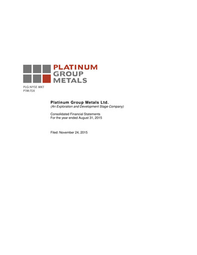 Thumbnail Platinum Group Metals
 Financial Statement fy2015