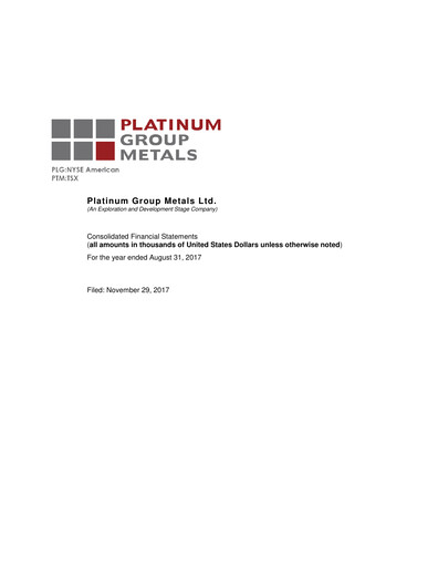 Thumbnail Platinum Group Metals
 Financial Statement fy2017