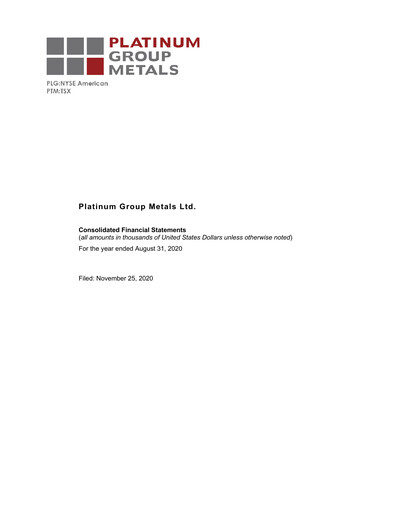 Thumbnail Platinum Group Metals
 Financial Statement fy2020