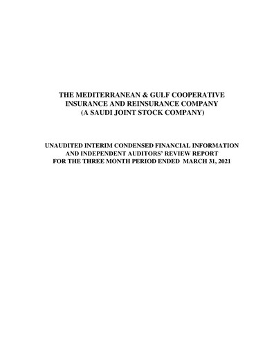 Miniature Medgulf (The Mediterranean and Gulf Cooperative Insurance and Reinsurance Company) Rapport trimestriel 2021-q1