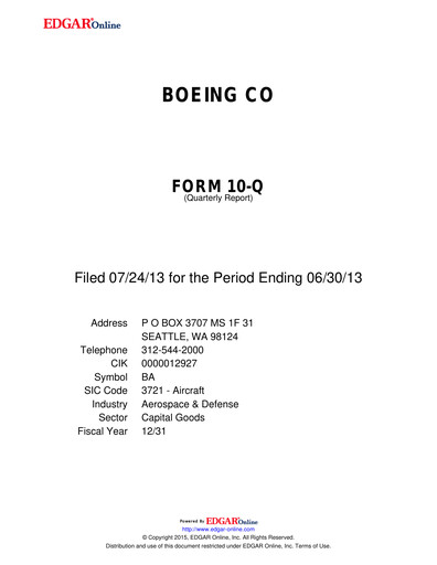 Miniature Boeing Rapport trimestriel 2013-q2