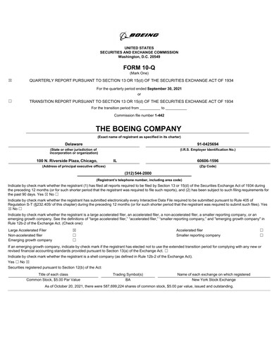 Miniature Boeing Rapport trimestriel 2021-q3