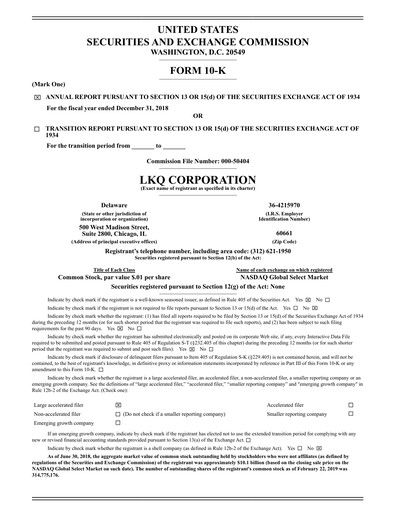 Thumbnail LKQ Corporation Annual Report 2018