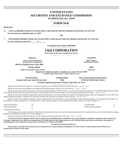 Thumbnail LKQ Corporation Annual Report 2019