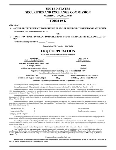 Thumbnail LKQ Corporation Annual Report 2021