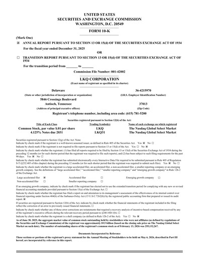 Thumbnail LKQ Corporation Annual Report 2025