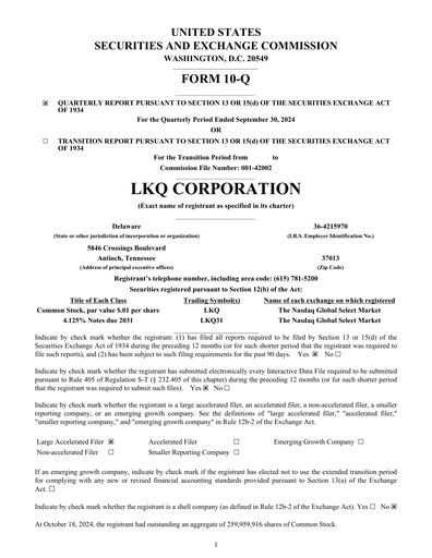 Thumbnail LKQ Corporation Quarterly Report 2024-q3
