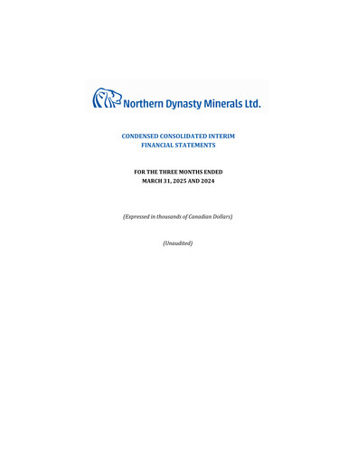 Thumbnail Northern Dynasty Minerals Quarterly Report 2025-q1